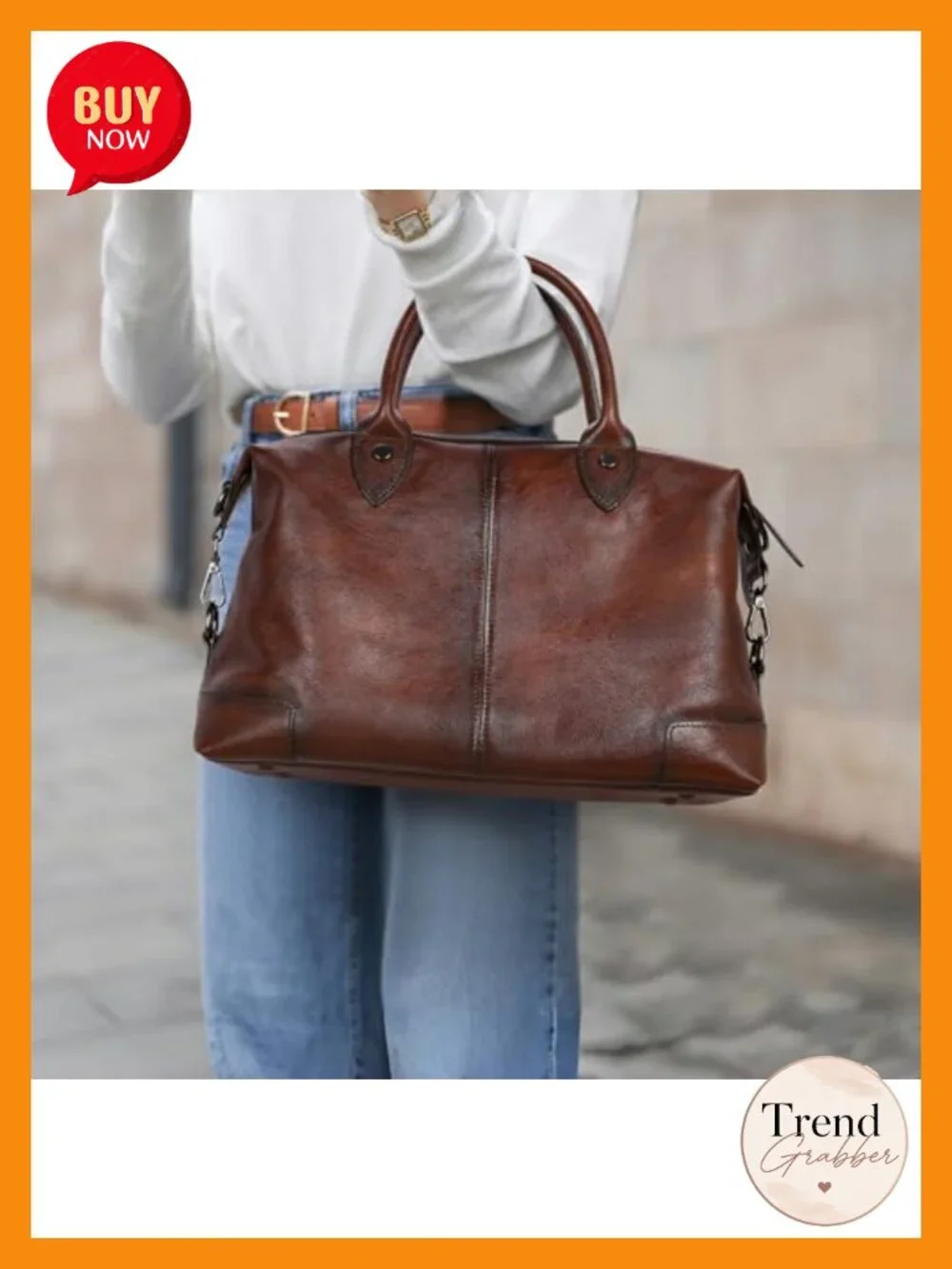 Genuine Leather Satchel Tote Bag Large Capacity Top Handle Handbag Vintage